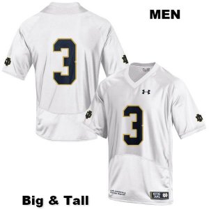Notre Dame Fighting Irish Men's Houston Griffith #3 White Under Armour No Name Authentic Stitched Big & Tall College NCAA Football Jersey UFS4599TL